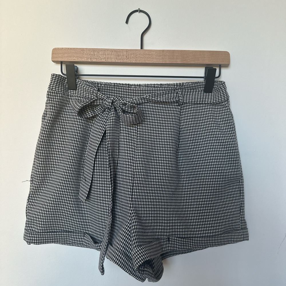 Women's Black and White Checkered Shorts